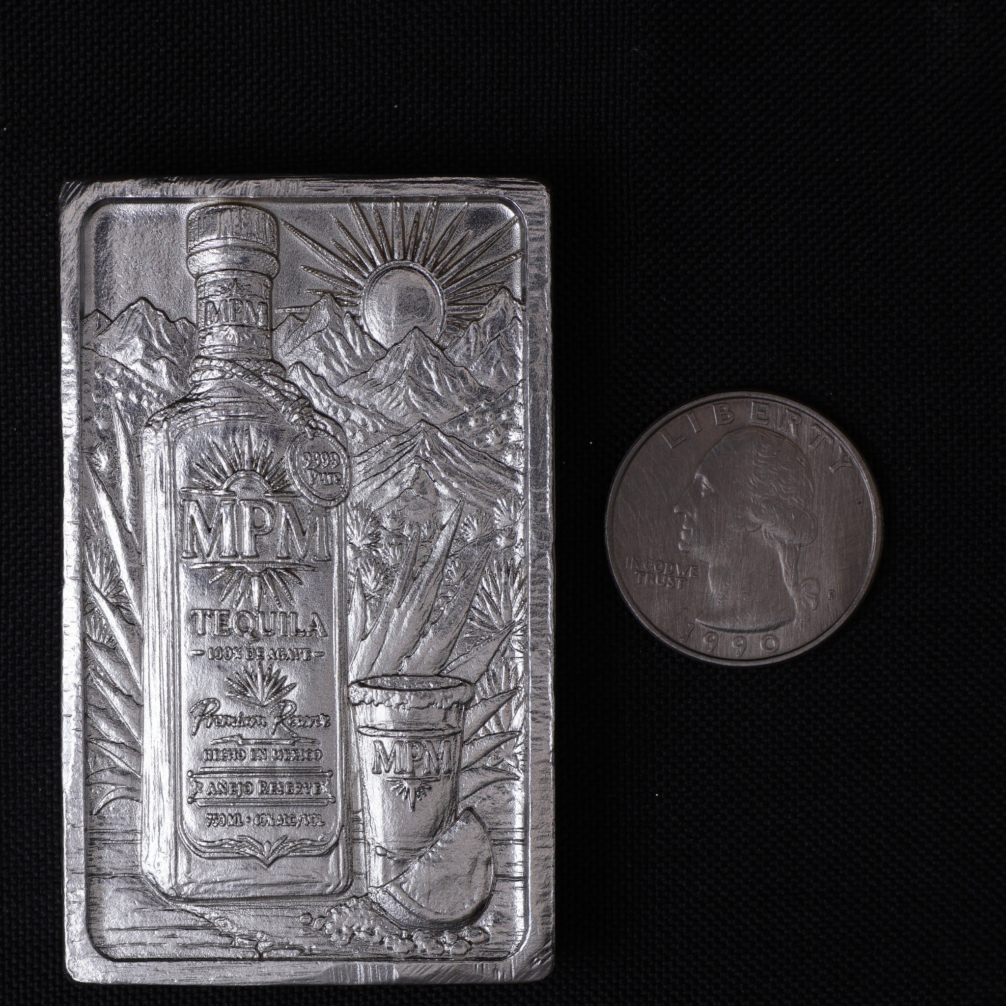 MPM Añejo Reserve front scale reference with 1990 quarter